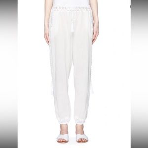Anna Kosturova | Giza Crochet Trim Cotton Drawstring Harem Pants | Size X Small